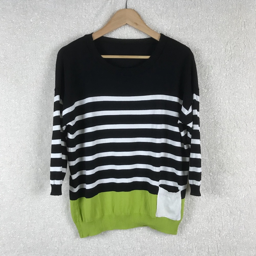 Cute Striped Sweater With Side Pocket
